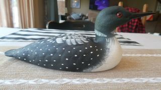 Stunning Loon Hand Carved Wooden Duck Decoy Signed By L.  Lightfoot 11 "