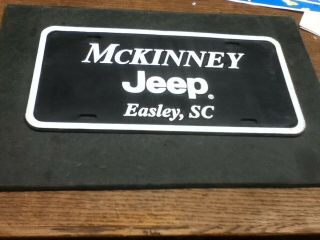 Dealer License Plate Vintage Mckinney Jeep Easley South Carolina Plastic Rustic