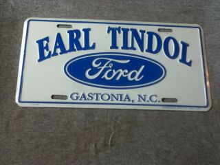 Dealer License Plate Vintage Earl Tindol Ford Gastonia Nc Metal Rustic