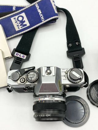 Vtg.  Olympus OM - 10 35mm SLR Film Camera Zuiko 50mm 1.  8 Lens 1980s w/Lens & Film 3