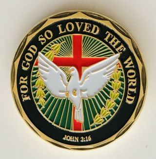 For God So Loved The World Challenge Coin Bible Verse John 3;16 Rare (l13)