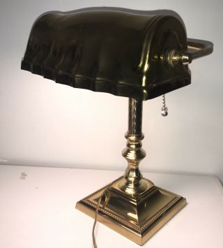 Vintage Brass Scallop Shell Bankers Piano Desk Lamp -