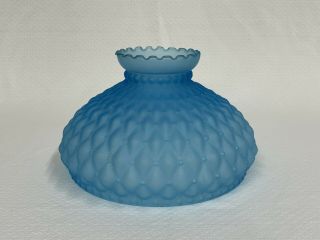 Vintage Satin Blue Glass 10 Inch Shade For Aladdin Oil Lamp Or Similar