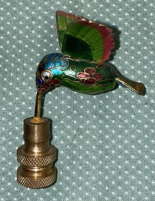 Vintage Stiffel Lamp Finial Brass Enamel Cloisonne Hummingbird 2.  5”
