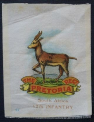 South Africa 12th Infantry Pretoria Regiment Silk Badge Issued In 1913 Scarce