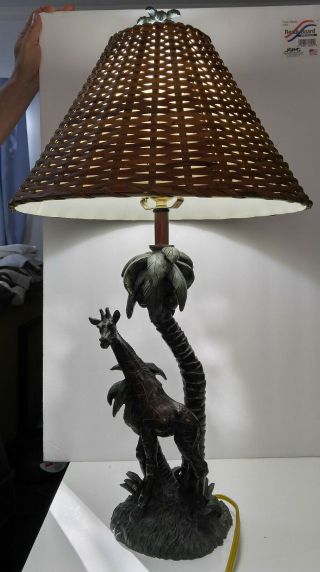 Giraffe Lamp Palm Tree Table Desk Coconut 27 " Tall 6 