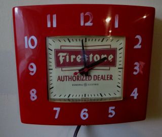 Firestone Tires Dealer Advertising Clock 1950s General Electric