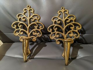 Pair - Virginia Metalcrafters Williamsburg Solid Brass Candle Holder Wall Sconces