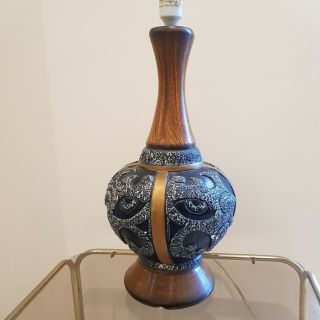 Vintage Mid Century Ceramic Funky Retro Lamp 60’s 70’s Turkish Eye,  Urn,  Wave?