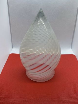 Antique Opalescent Glass Bullet Swirl Teardrop Lamp Shade 7” Tall,  3 1/8” Fit