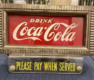 Vintage Drink Coca - Cola Light Up Sign Price Brothers Inc.  Please Pay When Served