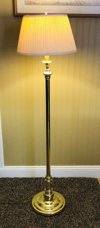 Vintage Polished Brass Swing Arm Floor Lamp Brushed Brass Accents