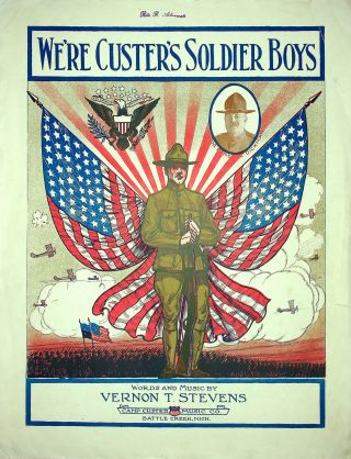 Rare World War I Sheet Music Camp Custer & General Joseph Dickman Rock Of Marne