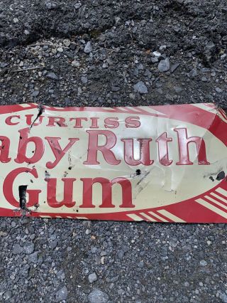 Curtiss Candies Baby Ruth 5c Chewing Gum Candy Gas Oil 27’ Metal Sign 2