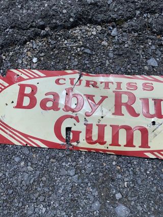 Curtiss Candies Baby Ruth 5c Chewing Gum Candy Gas Oil 27’ Metal Sign 3