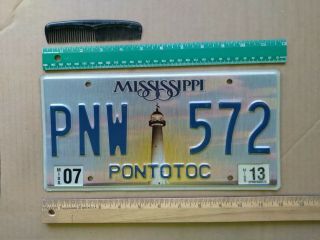 License Plate,  Mississippi,  2013,  Lighthouse,  Pontotoc County,  Pnw 572