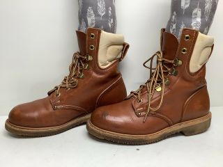 Vtg Mens Made In Usa Steel Toe Work Brown Boots Size 9.  5 Ee