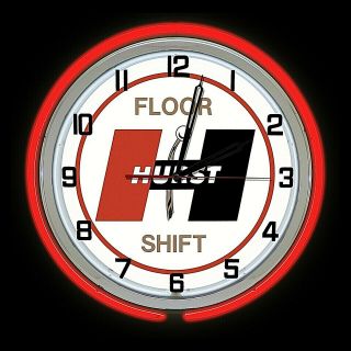 19 " Nostalgic Hurst Floor Shift Sign Double Neon Clock
