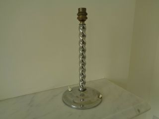 Art Deco Chrome Table Lamp - Barley Twist With Stepped Base