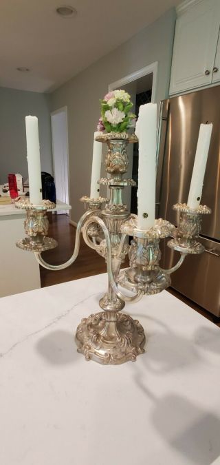 Vintage Authentic Reed & Barton 741 5 Candle Silver Plated Candelabra