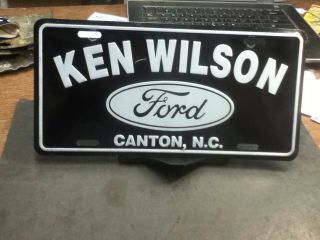 Dealer License Plate Vintage Ken Wilson Ford Canton Nc Metal Rustic