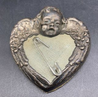 Antique Fine Victorian Sterling Silver Cherub Angel Baby Pin Cushion Vintage