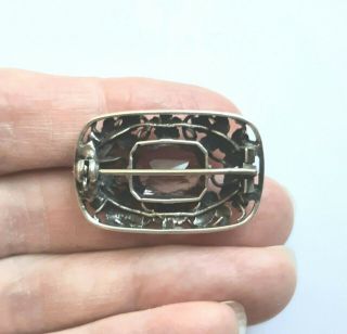 Vintage Silver Bernard Instone Amethyst Brooch Pin 3