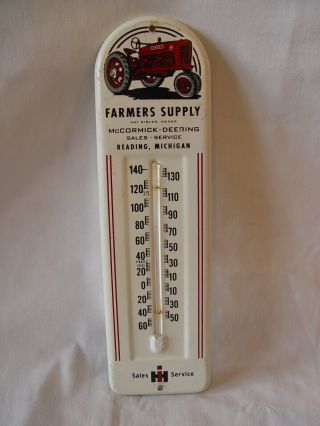 Vintage Farmers Supply Farmall Ih Tractor Dealer Farm Advertising Thermometer