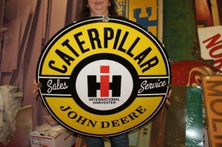 Large Caterpillar John Deere Ih International Harvester 30 " Porcelain Metal Sign