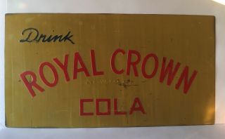 Vintage Yellow Drink Crown Royal Cola Metal Sign Red Blue Embossed Letters 26x14