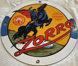 Vintage Shell Gasoline Porcelain Sign Motor Oil Gas Pump Plate Rare Zorro Ca 59