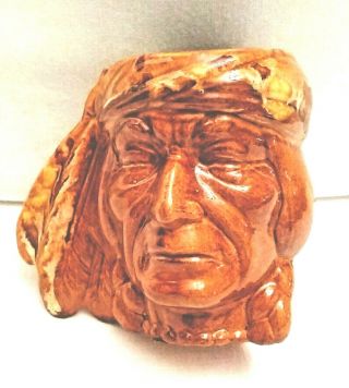 Vintage Native Indian Face Clay Cup Accessory Decor Cherokee Hand Made Dated