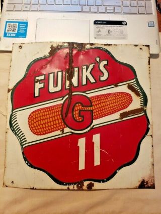Funks G Hybrid Vintage Metal Advertising Sign,  Seed Corn Farm Rustic Sign B,