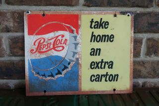 Vintage 1960s Pepsi - Cola Grocery Store Metal Advertising Sign