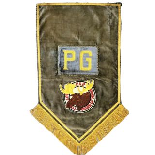 Rare Vintage Loyal Order Of Moose Flag Banner Velvet Wall Hanging Fringe 29”