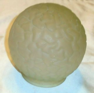 Antique Vintage 1930s Art Deco Frosted Glass " Brain " Globe Lamp Shade Pale Green