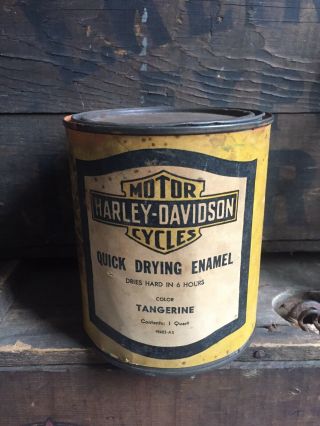 Vintage Harley Davidson Quart Paint Oil Can Tin Milwaukee Wis Varnish