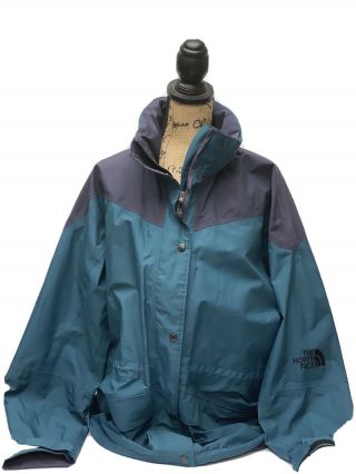 The North Face Vintage Gore - Tex,  Rain Jacket Green& Navy Blue Coat Women L