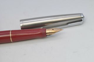 Lovely Rare Vintage Parker " Vp " Very Personal Fountain Pen Red & Steel -