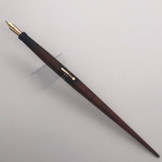 Vintage Rare Wahl Desk Fountain Pen - 14ct Nib - Brown Wood Effect - Lever Fill