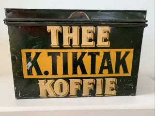 Antique Dutch Coffee Tin Metal Thee K.  Tiktak Koffie Sign Advertising Display