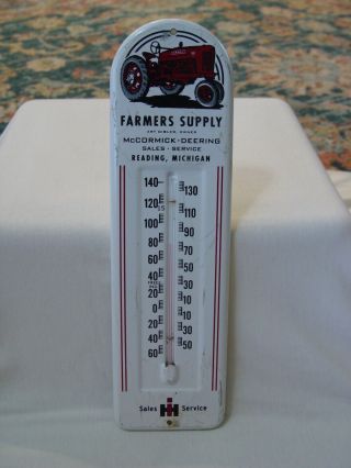 Vintage Formal International Harvester Farmers Supply Advertising Thermometer