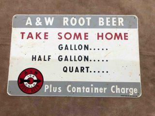 A&w Root Beer Drive In Restaurant Tin Advertising Container Soda Sign