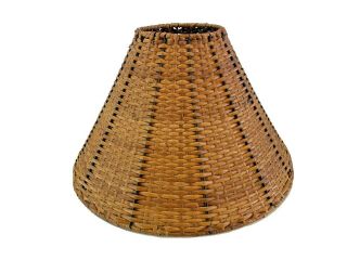 Vintage Wicker Rattan Woven Lamp Shade Brown Boho Coastal Country Chic 15 " Diam.