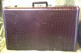 Vintage Samsonite Faux Alligator Skin Luggage Travel Suitcase 21” Stunning
