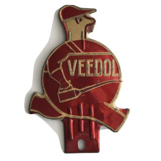 Rare 1930s Veedol Oil Metal License Plate Topper Vintage