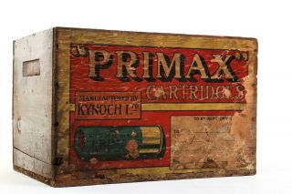 Vintage C1900 " Kynoch Ltd.   Primax Cartridges " Wooden Delivery Crate 2274