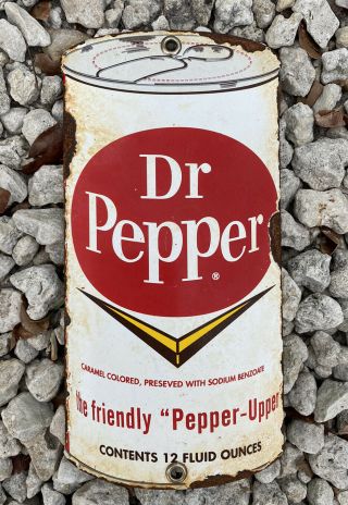 Vintage Dr Pepper Porcelain Soda Pop Soft Drink Beverage Oil Gas Metal Can Sign