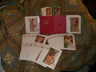 2 Decks Vtg Nude Risque Pin Up Playing Cards Reg & Large Size