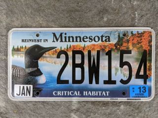 Minnesota License Plate - Critical Habitat - Loon Graphic - 2013